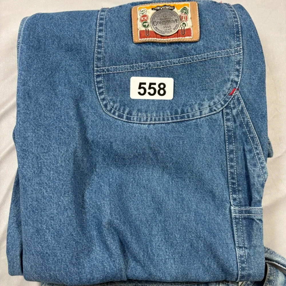 VTG Chevignon Conquest WP Overalls Mens Large Blue Denim Western Workwear 90's